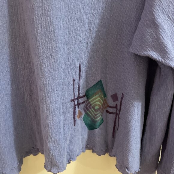 VTG Blue Fish Crinkle Tencel Shirt Women's 2X Lavender Artsy Sustainable NWT - Picture 3 of 12
